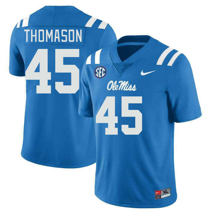 Men #45 Beau Thomason Ole Miss Rebels College Football Jerseys Stitched Sale-Power Blue - Click Image to Close